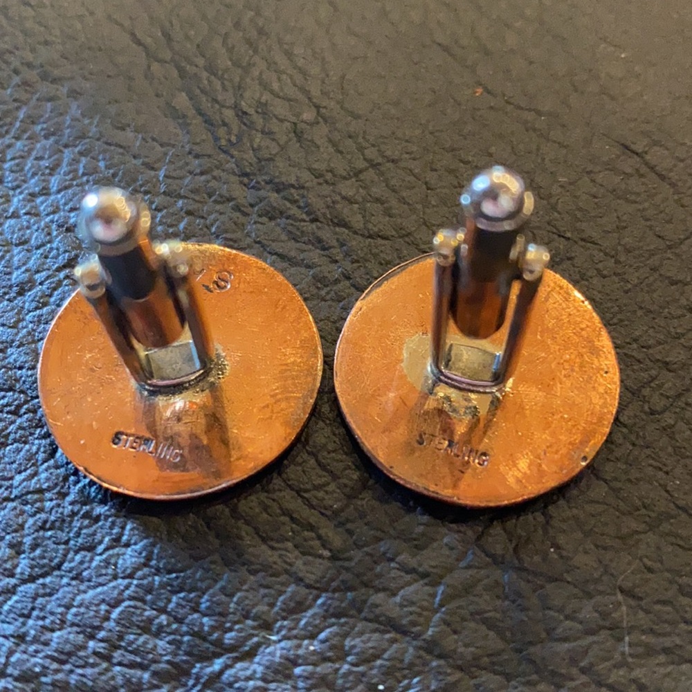 Navajo sterling silver and copper cuff links - Picture 2 of 4